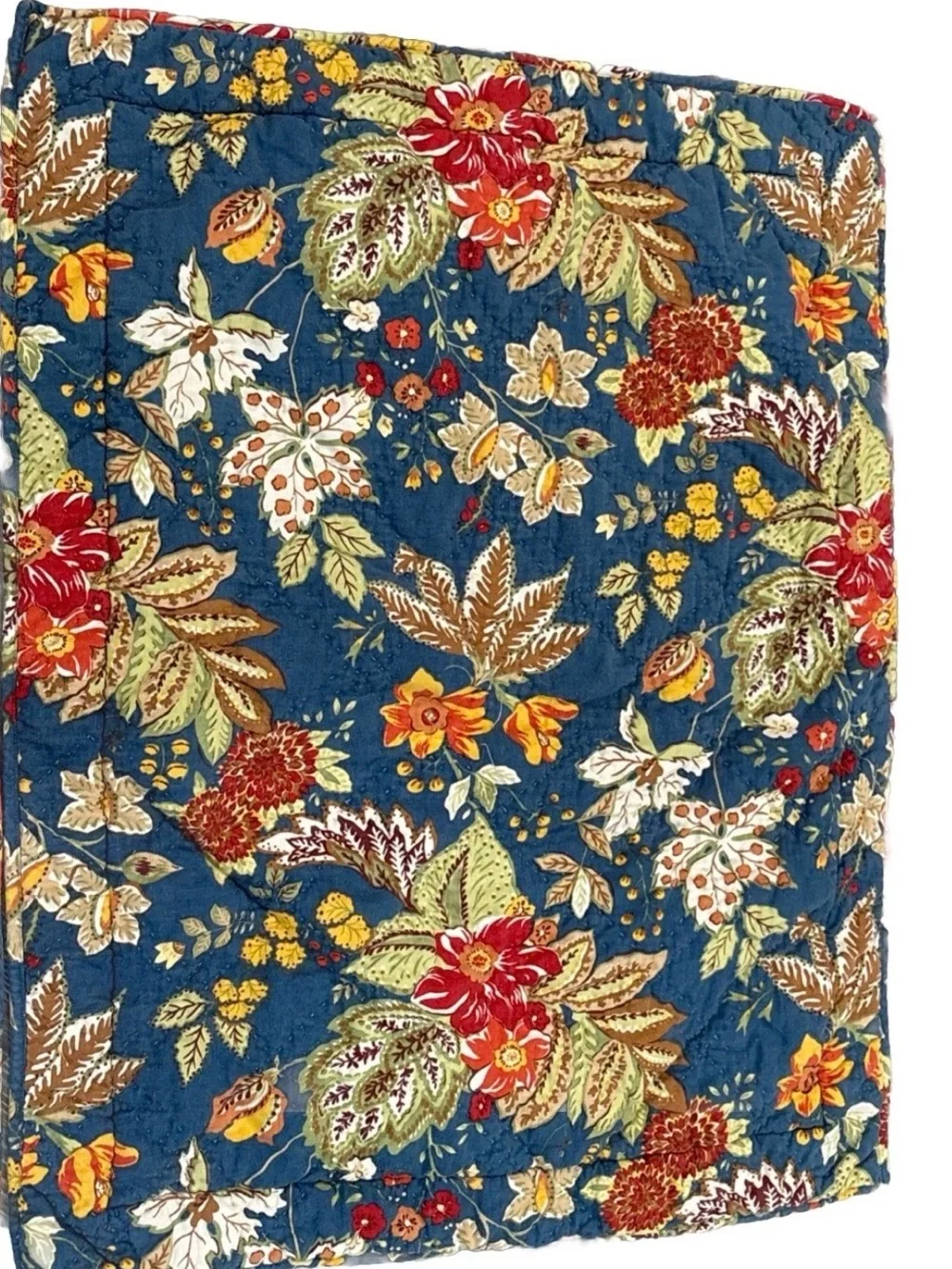 POTTERY BARN Quilted Pillow Shams Cotton Reversible Set Of 2 Standard Sz Floral